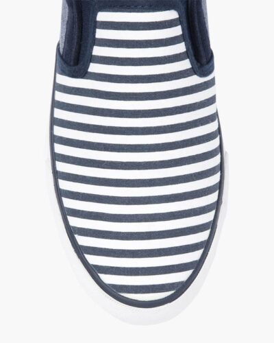 Men Navy & White Striped Shoes - Front